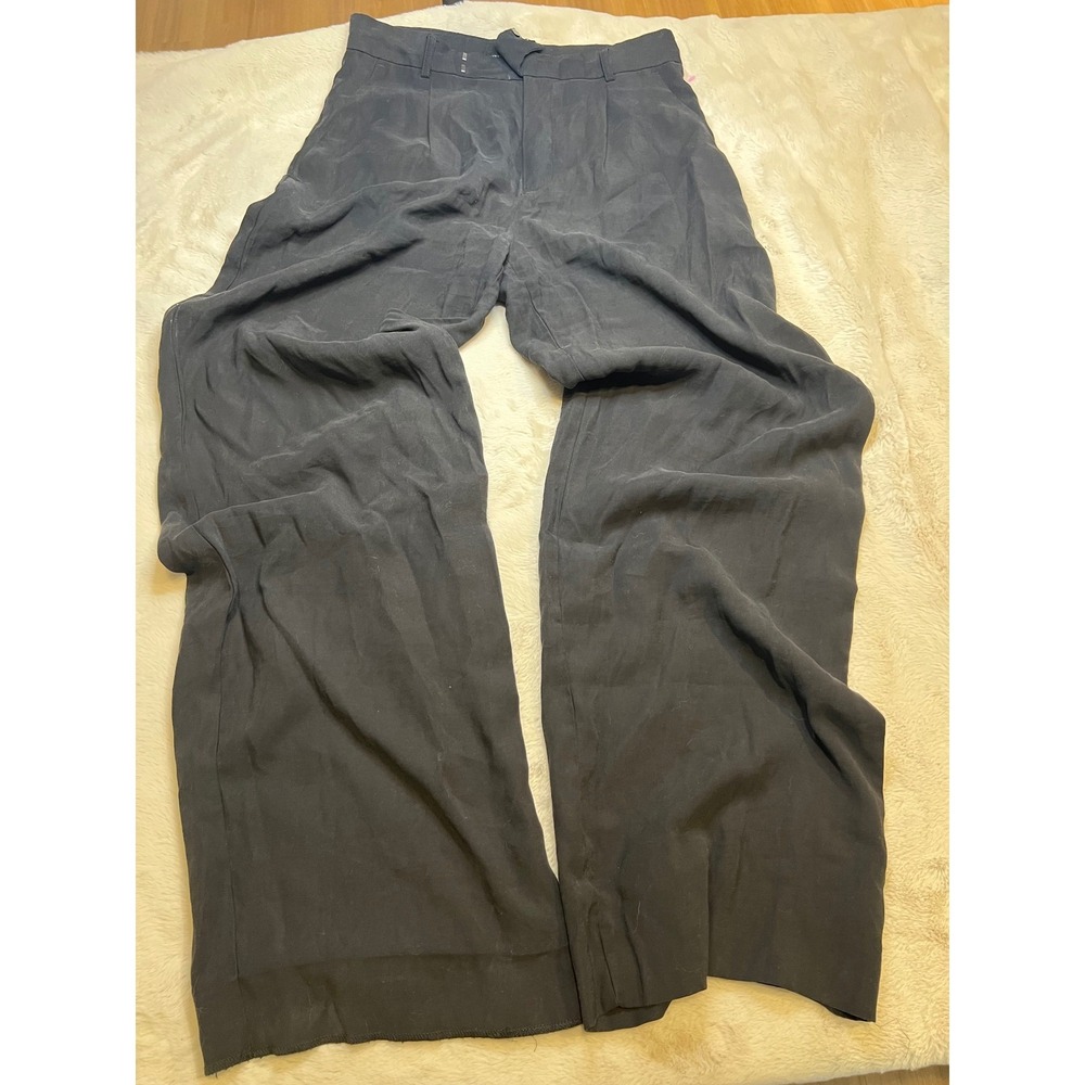 Banana Republic Wide Leg Pants Womens 8 Black Good Pleated High Rise Trousers